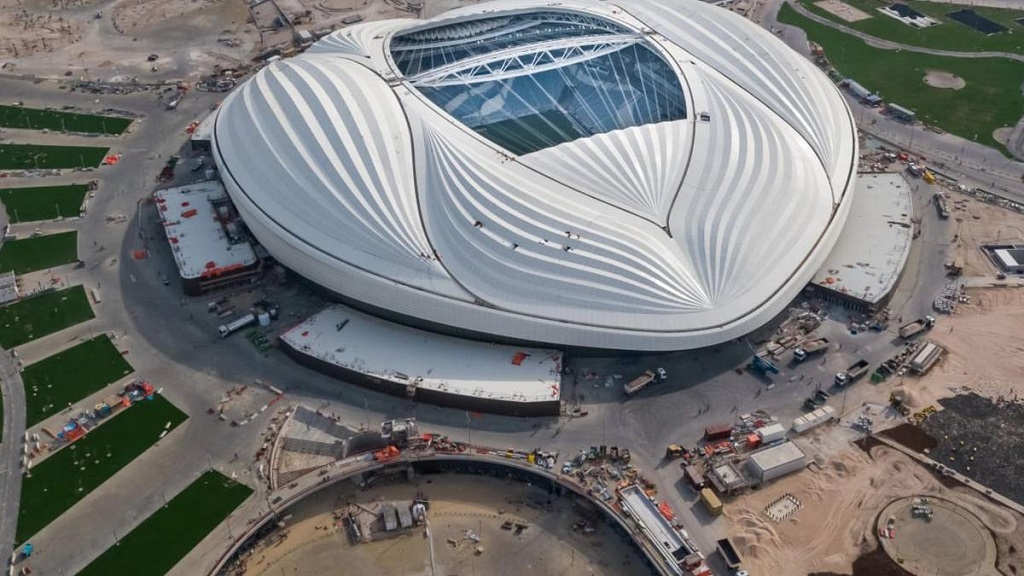 Vista aeria de el estadio de fútbol de Qatar