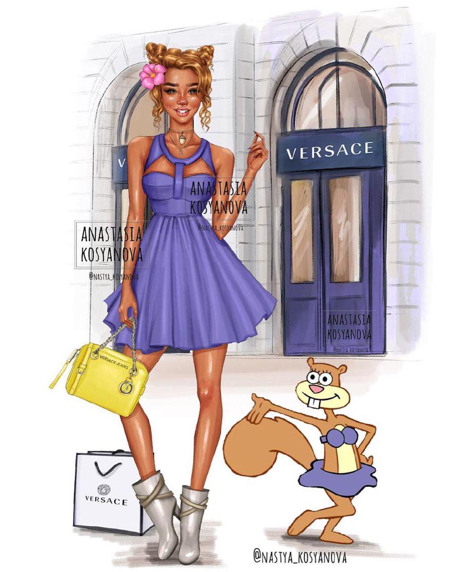Sandy |:  Fashion Illustrator hace que los personajes de dibujos animados sean elegantes y modernos 