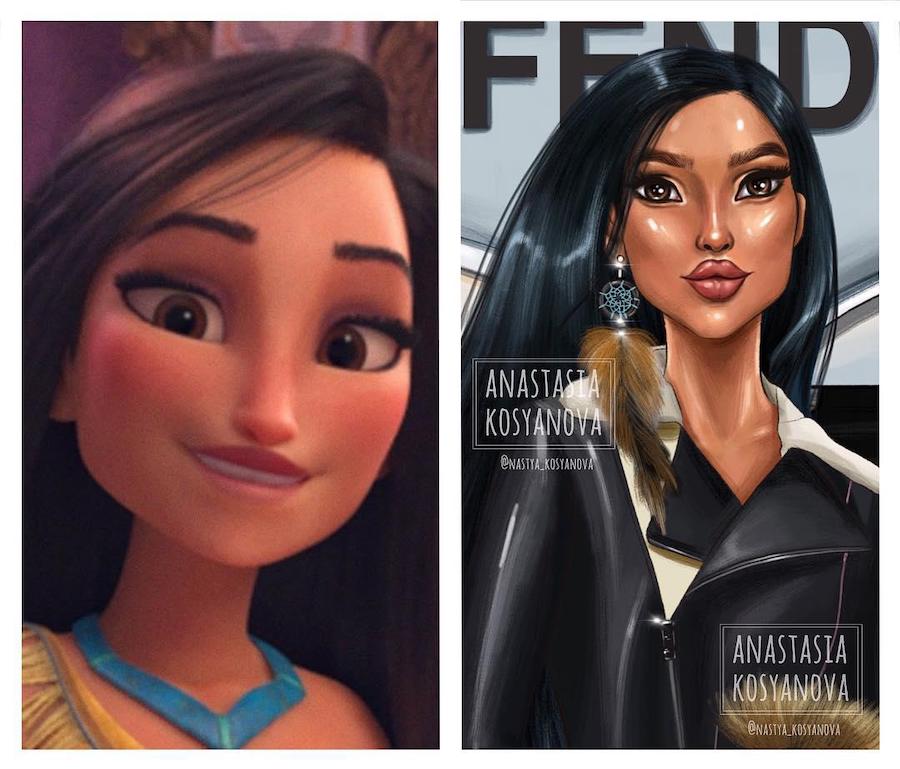 Pocahontas |:  Fashion Illustrator hace que los personajes de dibujos animados sean elegantes y modernos 