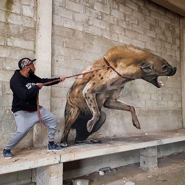     de mazmorras y dragones de hiena |:  10 arte callejero hiperrealista en 3D de Odette |:  bayas de cerebro