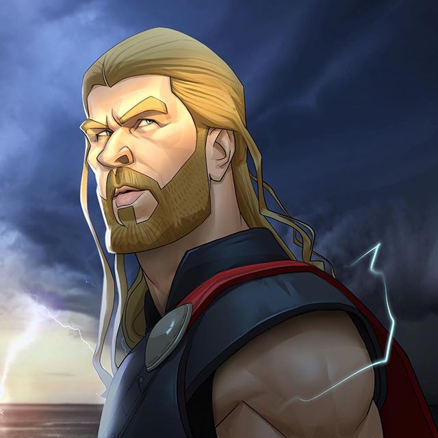 Thor - dios del rayo  23 héroes de Marvel reinventados por Xi Ding |:  bayas de cerebro
